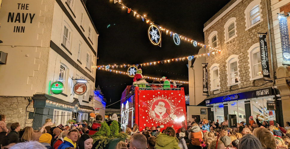 Barbican Christmas Lights Switch on festive bus, in Plymouth